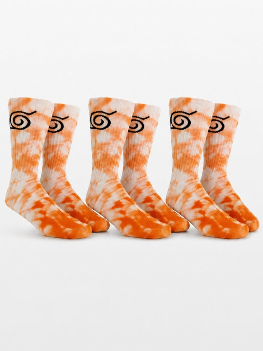 Naruto Shippuden Socks 3 Pack Tie Dye Hidden Leaf Crew NWT